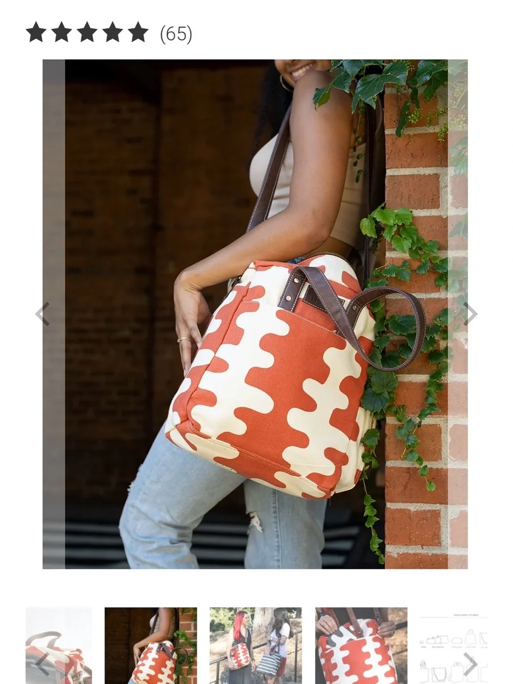 Maika Orange and Cream Laptop Tote Bag with Brown Straps